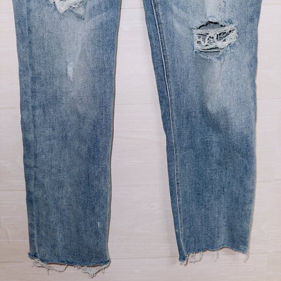 Risen Jeans Women's Crossover Light Wash High Waisted Straight Leg Ankle Jeans - Picture 3 of 7